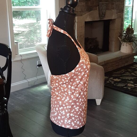 So Brown with White Floral Print Halter Top - Picture 2 of 4